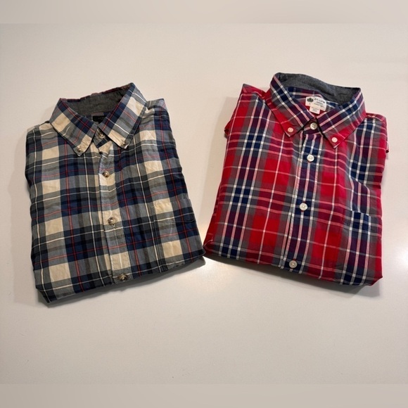 J. Crew Other - Lot Of 2 J Crew Mens Size Large Plaid Cotton Button Down Shirts Classic Preppy